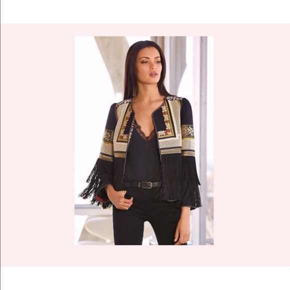 Boston Proper embroidered fringe jacket NWT - Picture 1 of 12